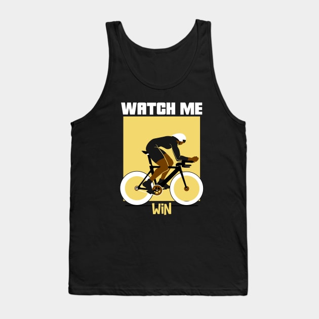 Watch Me Win Brown Skin Black Boy Joy Man Male Cycle Cyclist Bike Rider Athlete Sports Afro Kwanzaa Gift Design Tank Top by Created by JR